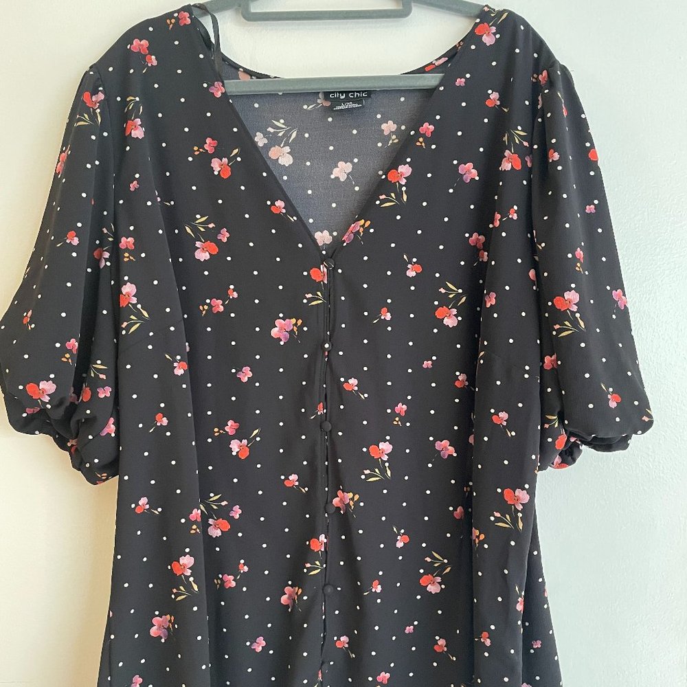 CityChic Spot the Petal Top - L/20